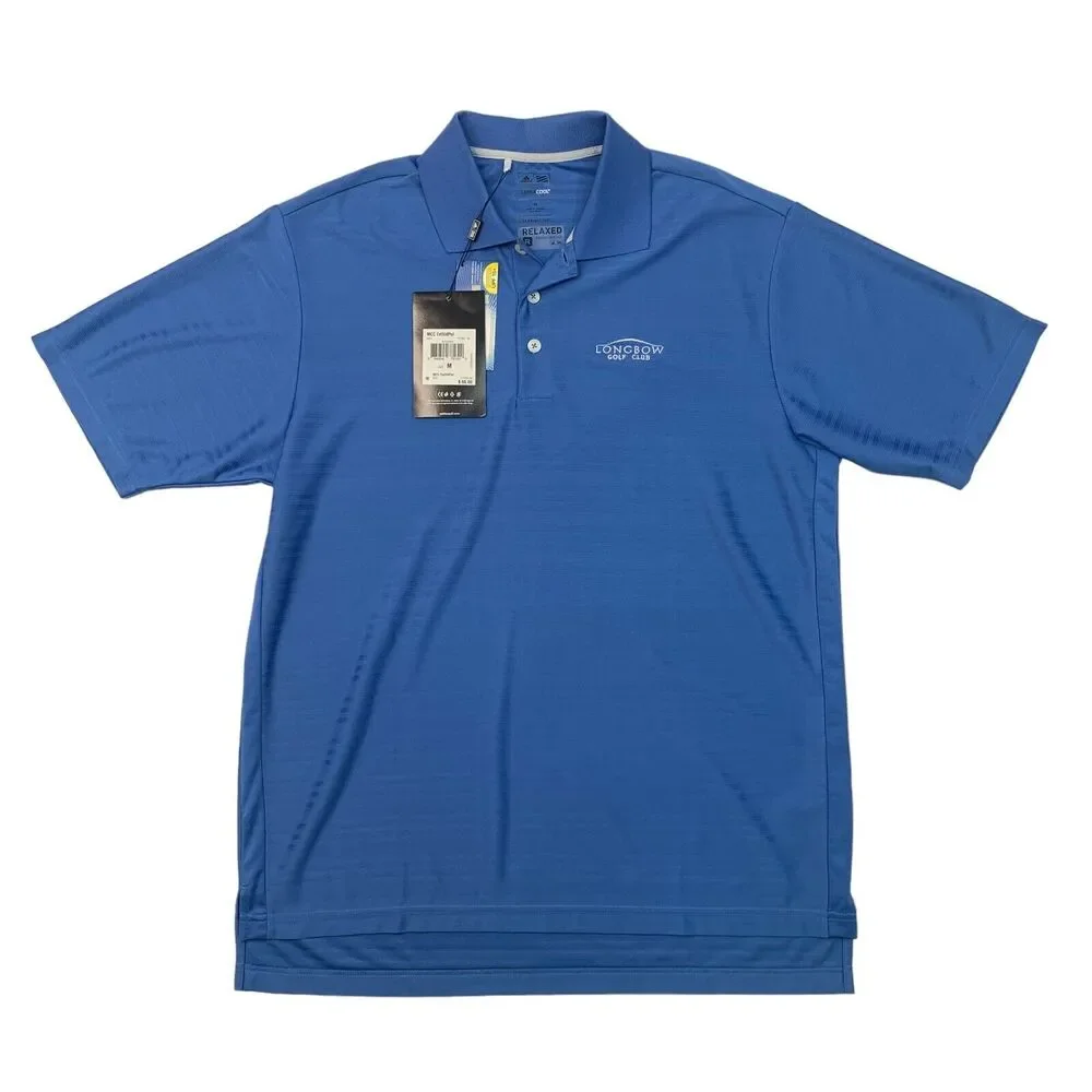Adidas Polo Shirt Mens M Medium Evening Blue Relaxed Performance Long Bow Golf